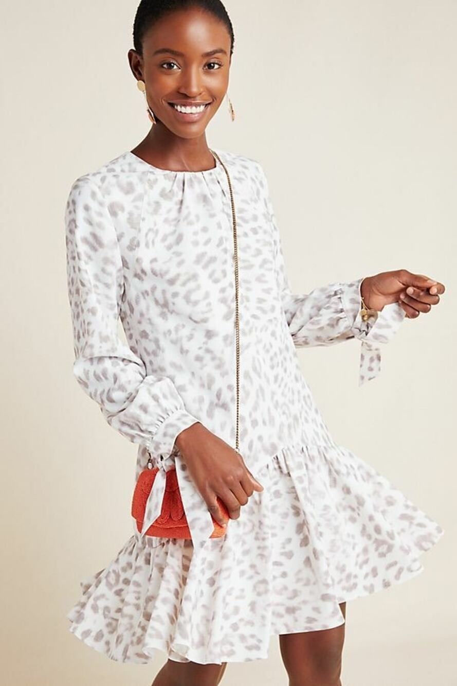 NWT Mare Mare Anthropologie Felix Cheetah Tunic Dress Flare Lined Contemporary